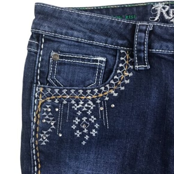 ROCK 47 Wrangler Jeans Bootcut Ultra Low Rise Rodeo Embellish 30x30 - Picture 5 of 12